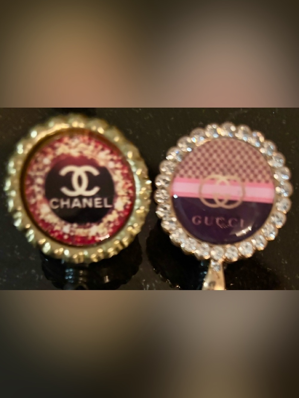 2 Luxury Gold crystal Bling ID badge reels holders RN nurse swivel Alligator